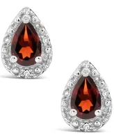 Gemstone and Diamond Accent Stud Earrings Sterling Silver
