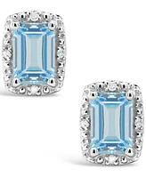 Diamond Accent & Opal (3/4 ct. t.w.) Stud Earrings Sterling Silver (Also Available Aquamarine)