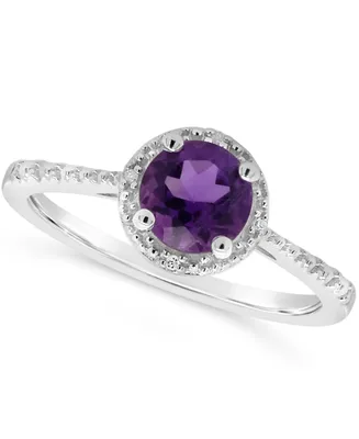 Amethyst (3/4 ct. t.w.) and Diamond Accent Ring Sterling Silver (Also Available Other Gemstones)