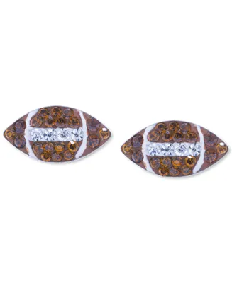 Crystal Football Stud Earrings in Sterling Silver