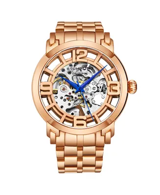 Stuhrling Men's Rose Gold Stainless Steel Bracelet Watch 44mm