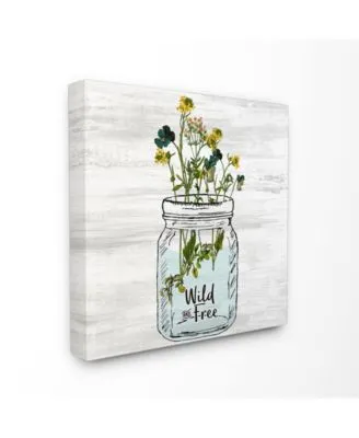 Stupell Industries Wild Free Yellow Flowers In A Mason Jar Canvas Wall Art Collection