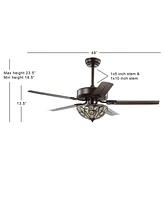 Ali 48" 3-Light Wrought Iron Led Ceiling Fan with Remote