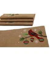 Manor Luxe Cardinal Noel Peace Joy Jute Christmas Placemats - Set of 4