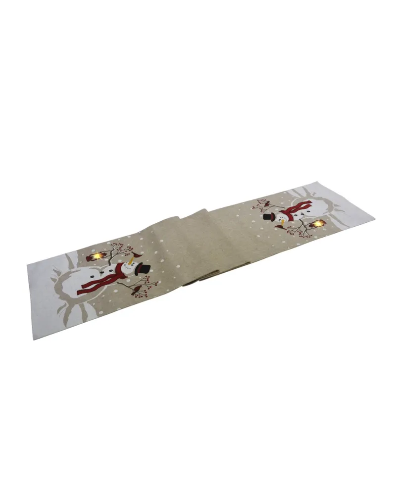 Manor Luxe Snowman Lantern Light up Christmas Table Runner