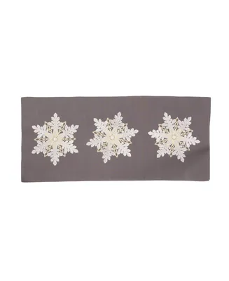 Manor Luxe Sparkling Snowflakes Embroidered Double Layer Christmas Table Runner