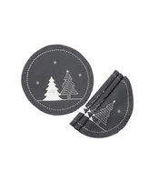 Manor Luxe Lovely Christmas Tree Embroidered Double Layer Round Placemat