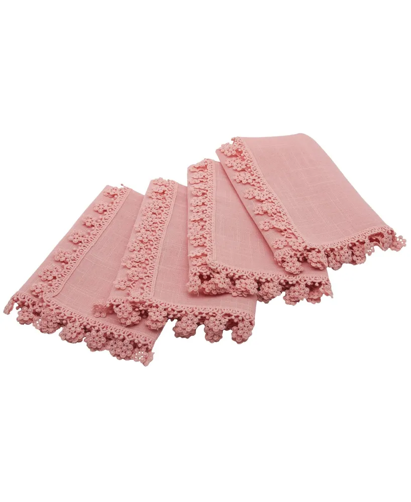 Manor Luxe Floral Charm Lace Trim Napkins - Set of 4