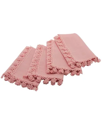 Manor Luxe Floral Charm Lace Trim Napkins - Set of 4