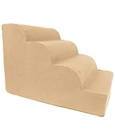 Home Base Pet Stairs, 4-Step Dog Steps for Bed and Couch, Soft Ramp Cats Dogs, High Density Foam Scalloped Design