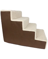 Home Base Dog Stairs 4-Step Pet Steps for Couch and High Bed, Non Slip, Density Sherpa Foam