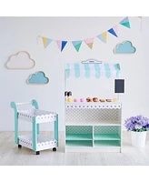 Teamson Kids - My Dream Bakery shop Dessert Stand - White / Mint