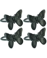 Manor Luxe Flutter Spring Butterfly Brass Metal Napkin Rings, Set of 4