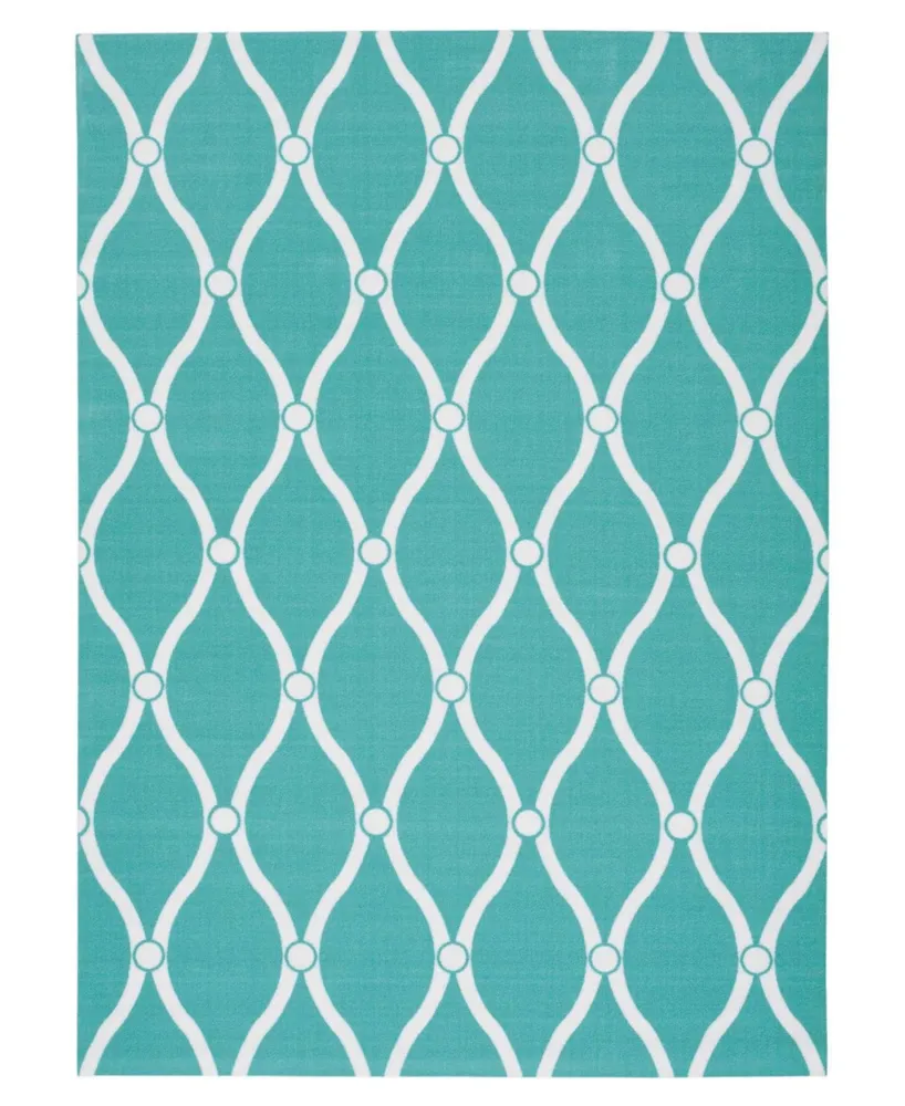 Long Street Looms Backyard BAC089 Aqua 7'9" x 10'10" Outdoor Area Rug