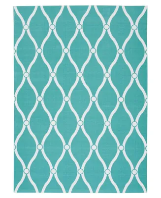 Long Street Looms Backyard BAC089 Aqua 7'9" x 10'10" Outdoor Area Rug