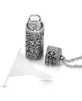 2028 Antique-like Pewter Filigree Covered Glass Vial Necklace