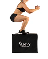 Sunny Health & Fitness Plyo Box Jump Platform with Adjustable Heights 20"/24"/28" and Shock Absorbing Foam Cover, 3-in-1 Plyometric Jump Box