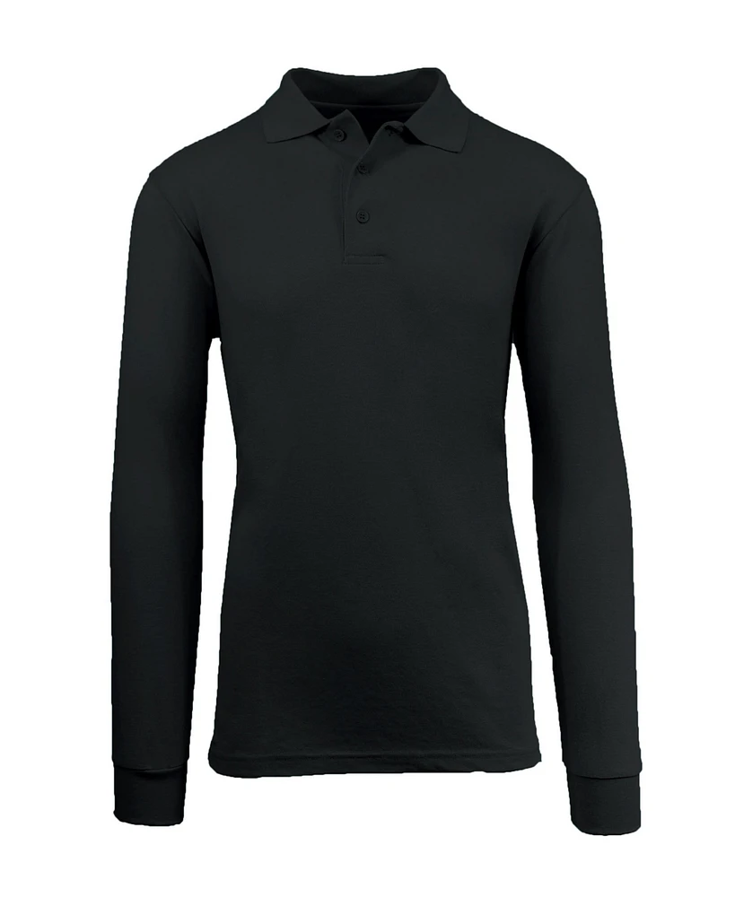 Galaxy By Harvic Men's Long Sleeve Pique Polo Shirt