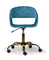 Glamour Home Amani Velvet Office Chair with Metal Base