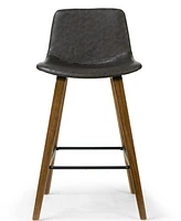 Glamour Home Set of 2 Alyn Modern Barstool with Finish plywood Legs and Metal Footrest