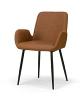 Glamour Home Set of 2 Alrik Arm Chair with Zigzag Stitching and Steel Legs