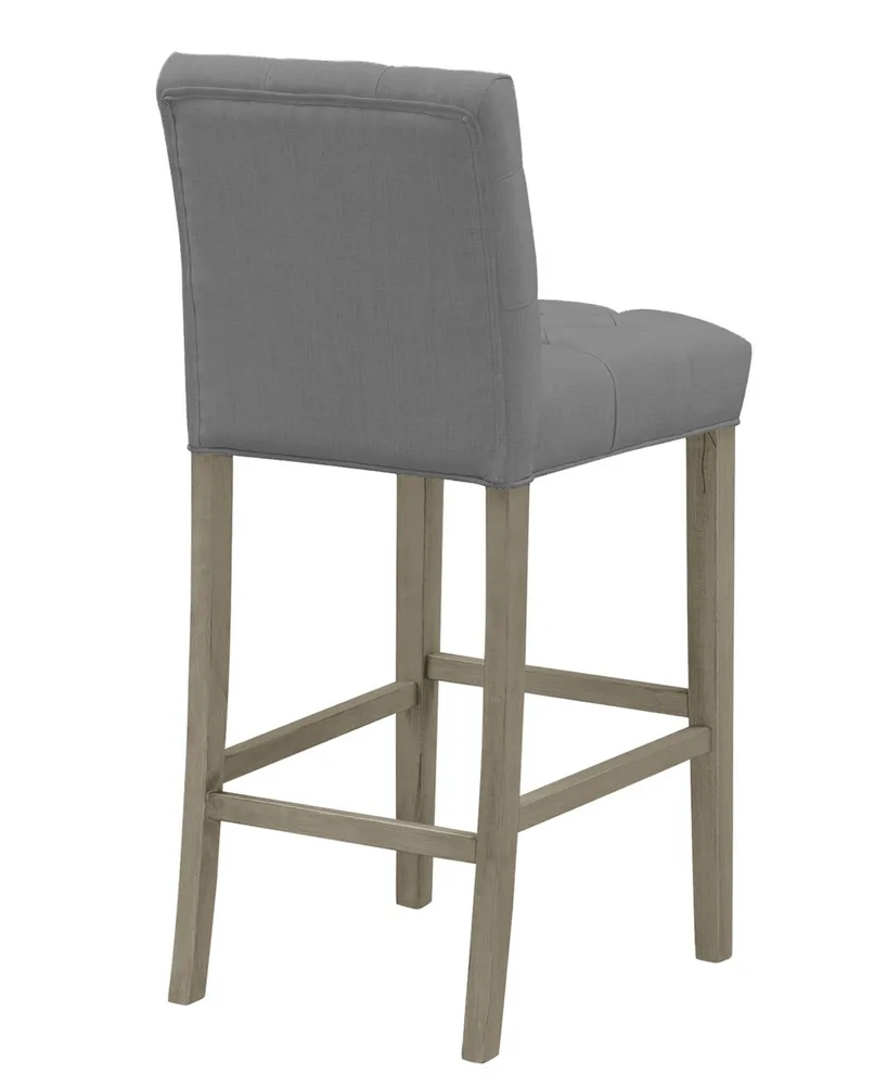 Glamour Home Set of 2 Alee Fabric Bar Stool with Tufted Buttons and Wood Legs