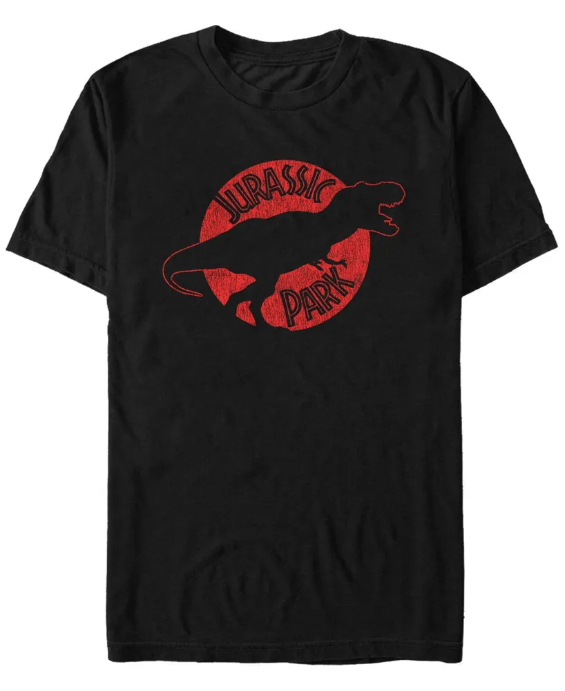 Fifth Sun Jurassic Park Men's T-Rex Red Outline Distressed Short Sleeve T-Shirt