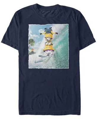 Fifth Sun Minions Men's Surf Tricks Portrait Short Sleeve T-Shirt