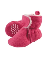 Hudson Baby Boys Cozy Fleece and Faux Shearling Booties, Heather Charcoal Gray, 12-18 Months
