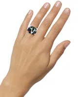 Effy Black Spinel (5-7/8 ct. t.w.) & Green Onyx Panther Statement Ring in Sterling Silver