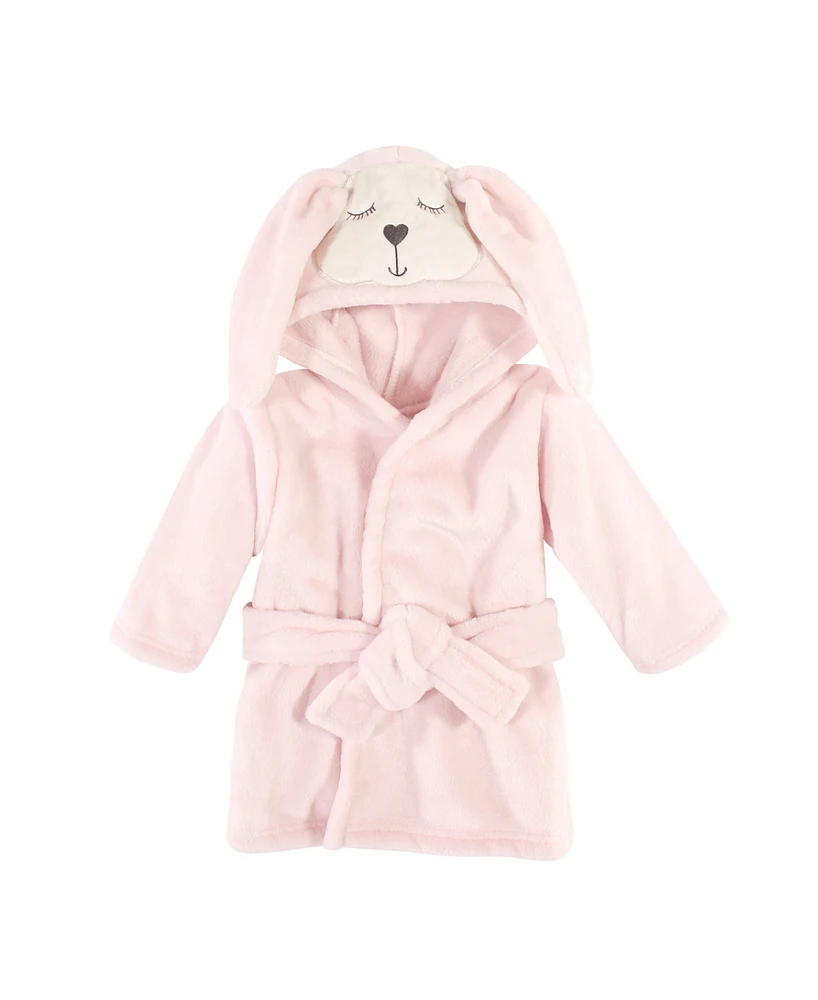 Hudson Baby Infant Girls Plush Animal Face Bathrobe, 0-9 Months