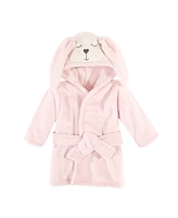 Hudson Baby Infant Girls Plush Animal Face Bathrobe, 0-9 Months