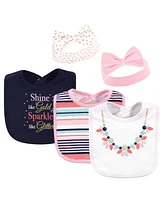 Little Treasure Baby Girls Sparkle Necklace Bib and Headband Set, Pack of 5