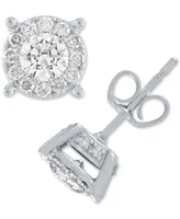 Diamond Halo Stud 1 2 To 1 1 2 Ct. T.W. Earrings In 14k Gold