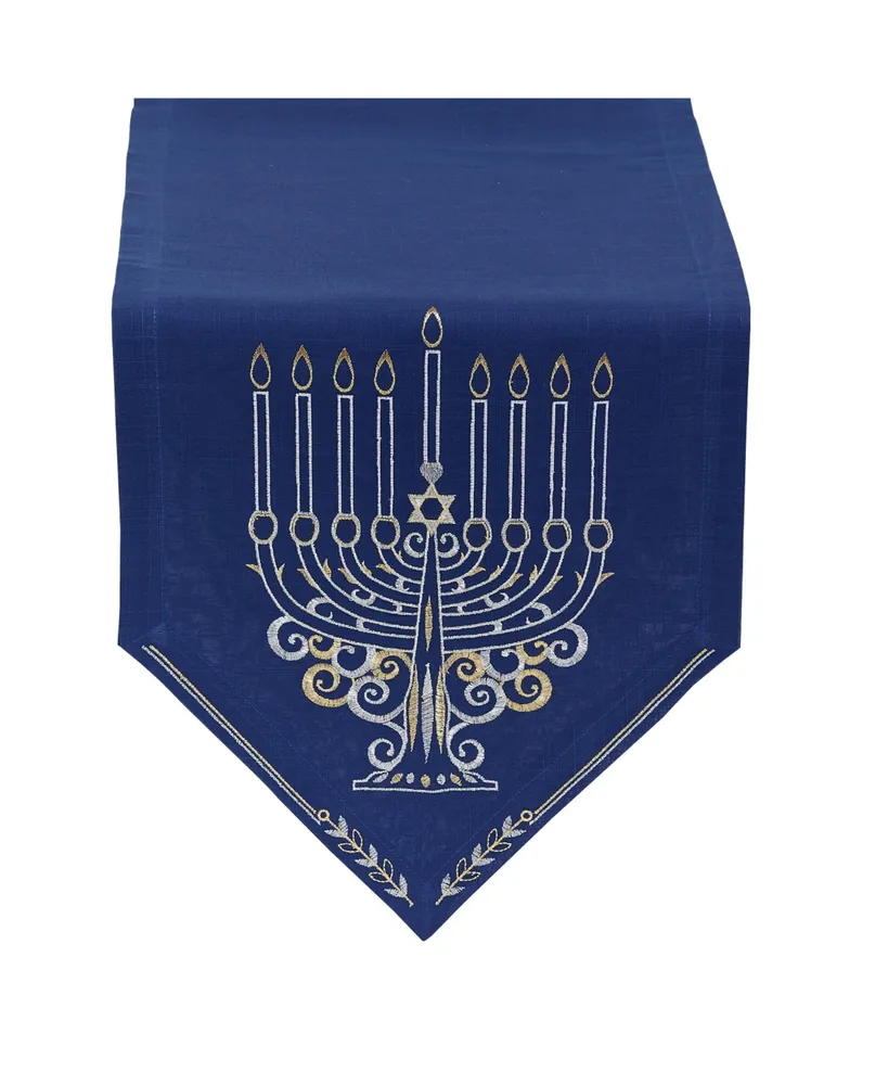 Design Imports Menorah Embroidered Table Runner