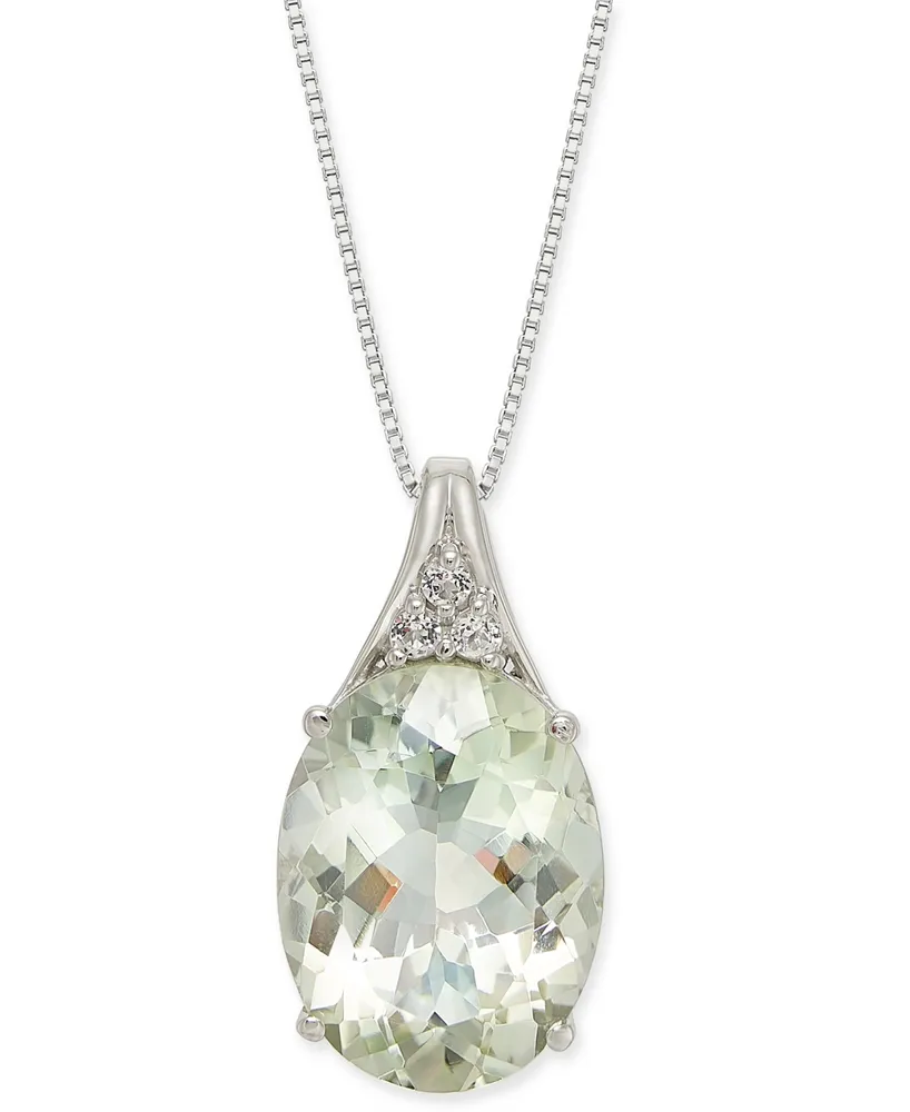 Mint Quartz (9 ct. t.w.) & White Topaz (1/8 ct. t.w.) 18" Pendant Necklace in Sterling Silver