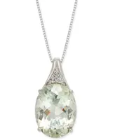 Mint Quartz (9 ct. t.w.) & White Topaz (1/8 ct. t.w.) 18" Pendant Necklace in Sterling Silver