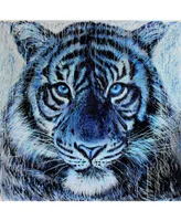 Eyes On Walls Dino Tomic Blue Tiger Splatter Museum Mounted Canvas 18" x 18"