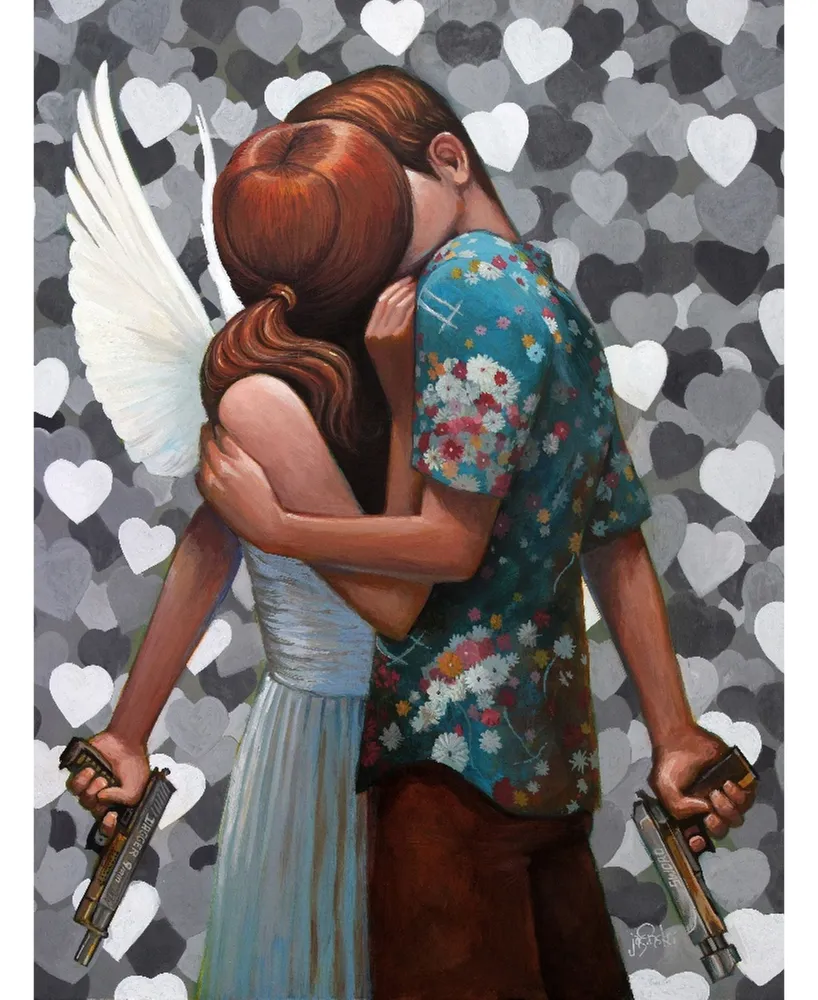 Eyes On Walls Aaron Jasinski Semi-Automatic Hearts Museum Mounted Canvas 24" x 32"