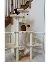 Armarkat 72" Beige Real Wood Cat Tree with Condo, Scratching Post and Multiple Perches