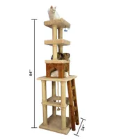Armarkat Multi-Level Real Wood Cat Tower With Condo, Rope Swing, Ladder and 2 Perches