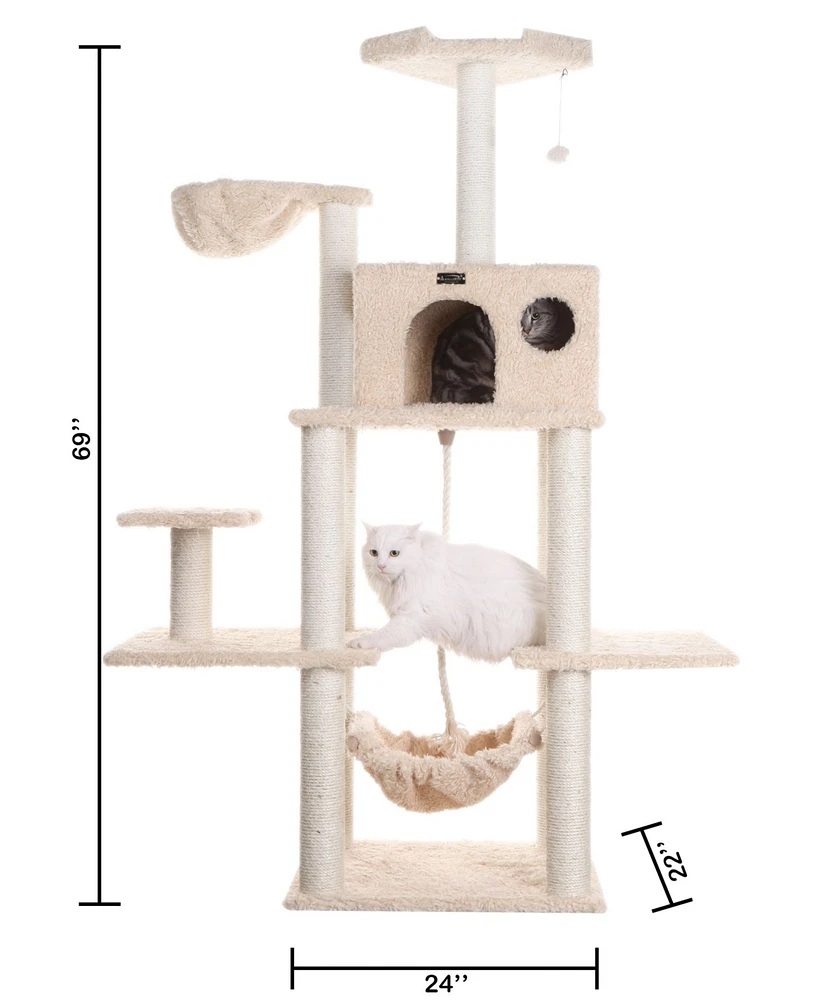 Armarkat Mult -Level Real Wood Cat Tree Hammock Bed, Climbing Center for Cats and Kittens A6901