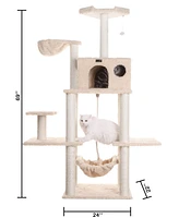 Armarkat Mult -Level Real Wood Cat Tree Hammock Bed, Climbing Center for Cats and Kittens A6901