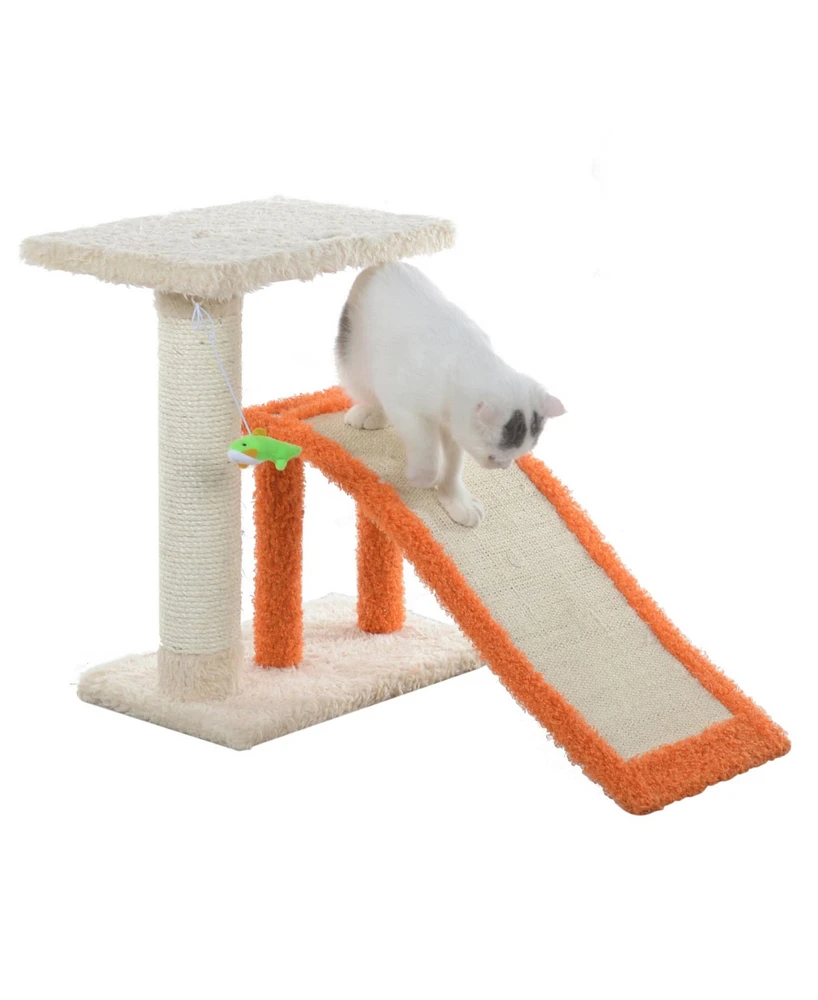Armarkat X2101 Two-Level Platform Real Wood Scratcher W Sisal Carpet Ramp