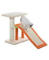 Armarkat X2101 Two-Level Platform Real Wood Scratcher W Sisal Carpet Ramp