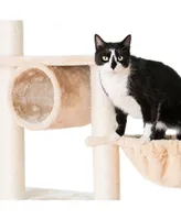 Armarkat 72" H Pet Real Wood Cat Tower With Lounge Basket, Perch