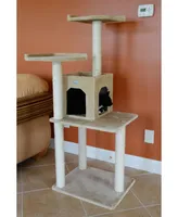 Armarkat GleePet GP78571021 57-Inch Real Wood Cat Tree In Beige With Two-Door Condo