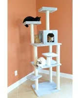 GleePet 74-Inch Real Wood Cat Tree With Seven Levels - Silver