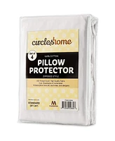 Circles Home 100% Cotton Pillow Protector with Zipper – White (4 Pack