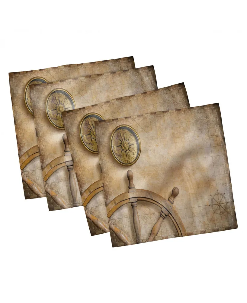 Ambesonne Nautical Set of 4 Napkins